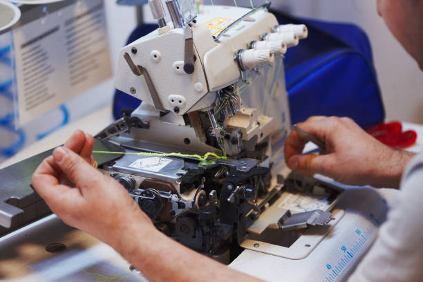 Sewing machine and overlock repairing process, masters hands, tools, details